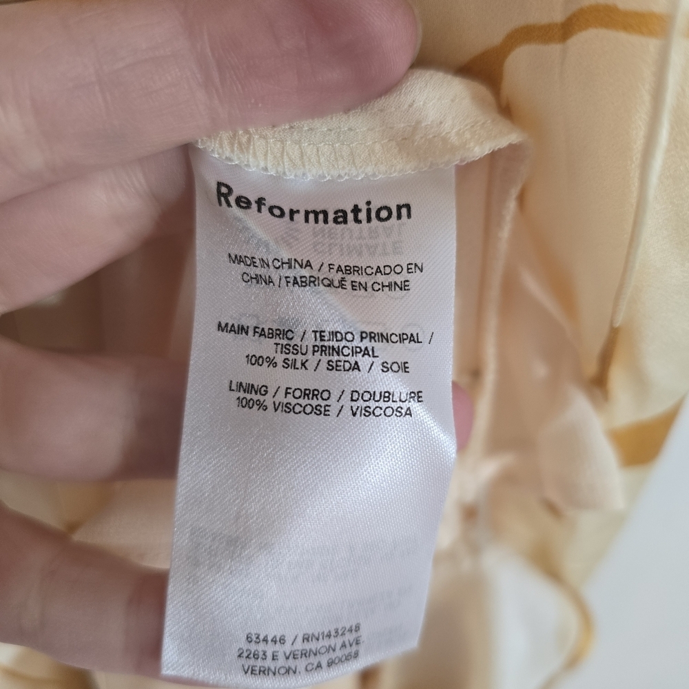 Reformation Anaiis 100% Silk Gold Floral Maracuya Maxi Dress 8 New - Picture 8 of 12